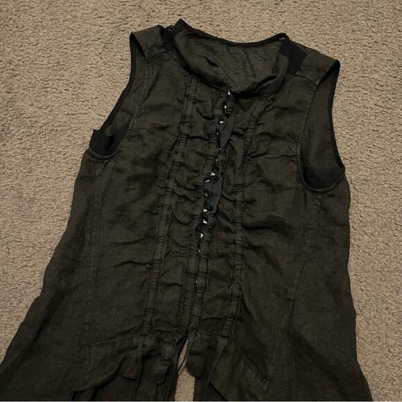 Industrial Euro Linen Hook & Eye Long Flowy Top - Picture 5 of 9